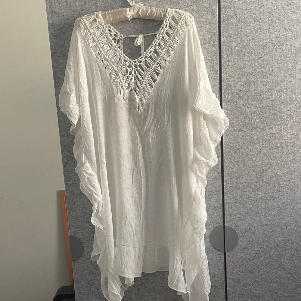 White Crochet Trim Coverup